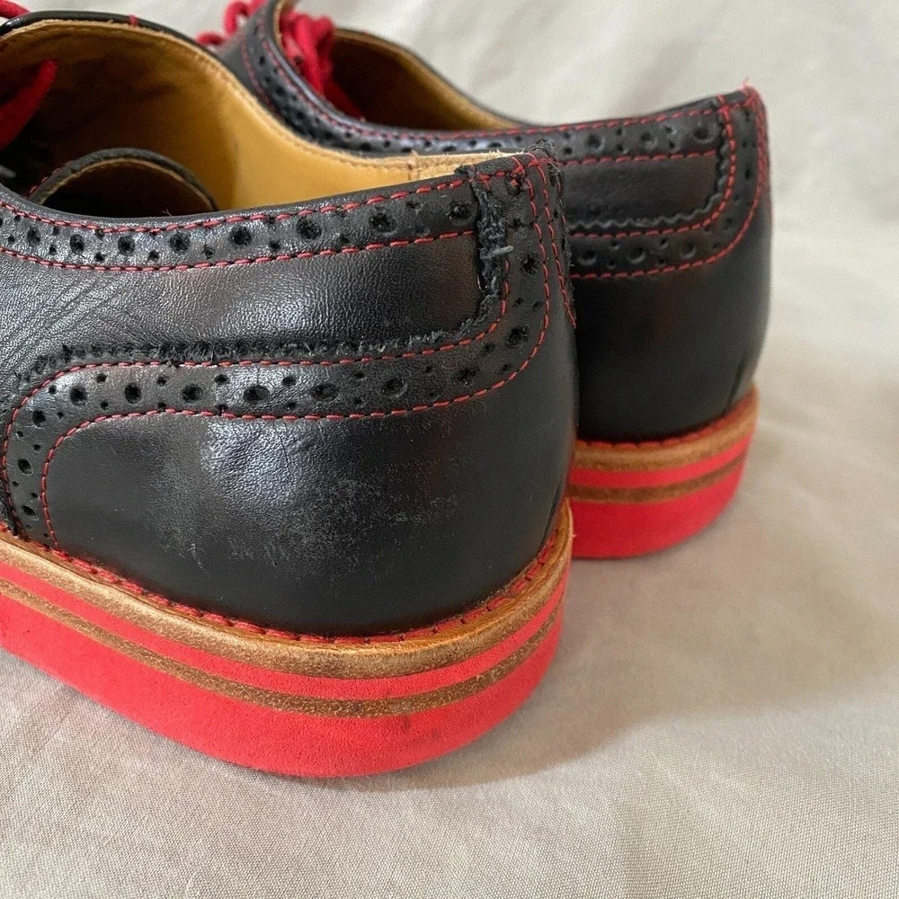 Bold! By Soxy Men's 9 Handmade Leather Suede Wingtip‎ Red Black Dress Shoes